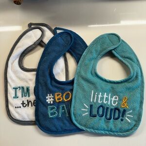 Teal and Blue Baby Bib Set